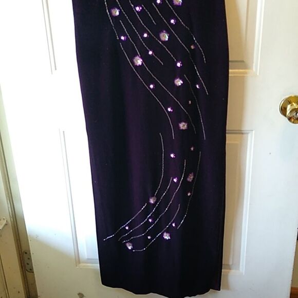 Vintage Kevin T Elegant Purple Large Maxi Dress Embellishments Special Event - Picture 9 of 14